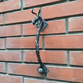 Hand Forged Dragon Door Handle: Wrought Iron Barn Door Decor