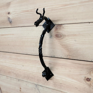 Hand Forged Dragon Door Handle: Wrought Iron Barn Door Decor