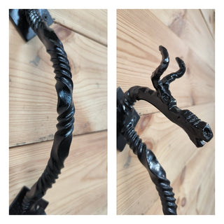 Hand Forged Dragon Door Handle: Wrought Iron Barn Door Decor