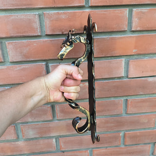 Handmade Metal Moose Door Handle: Rustic Barn Door Pull
