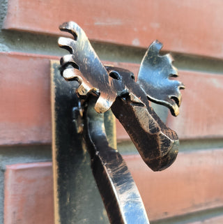 Handmade Metal Moose Door Handle: Rustic Barn Door Pull