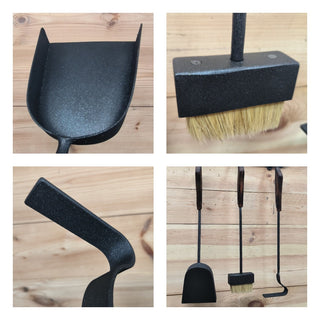 Hand Forged Fireplace Tools Set: Poker, Shovel & Broom