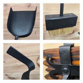 Hand Forged Fireplace Tools Set: Poker, Shovel & Broom