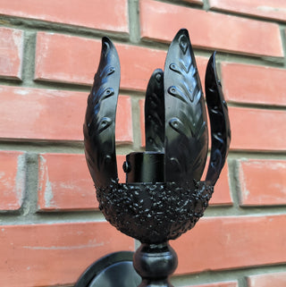 Handmade Forged Steel Wall Sconce: Medieval Torch Light