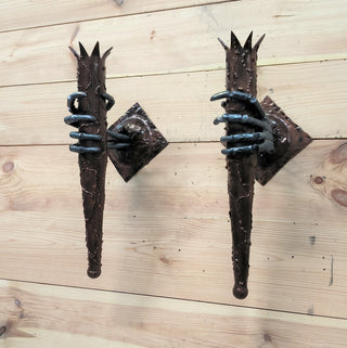 Gothic Skeleton Hand Wall Sconce - Handmade Torch Light Fixture (Pair)