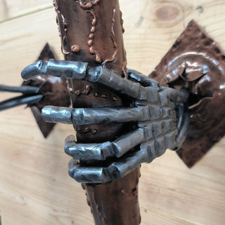 Gothic Skeleton Hand Wall Sconce - Handmade Torch Light Fixture (Pair)