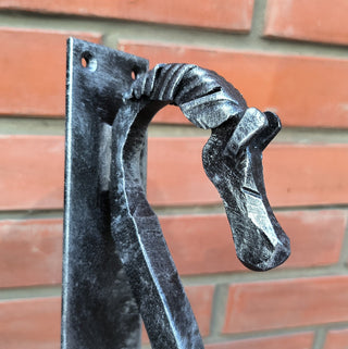 Hand Forged Horse Door Handle: Wrought Iron Barn Decor