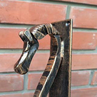 Door handle, horse door handle, metal handle, hand forged handle, barn door handle, door decor, wrought hardware, metal forged handle