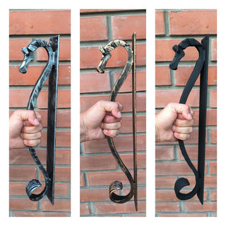 Door handle, horse door handle, metal handle, hand forged handle, barn door handle, door decor, wrought hardware, metal forged handle