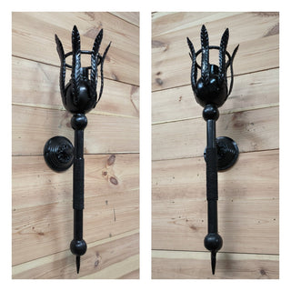Handmade Forged Wall Sconce: Black Iron Accent Light