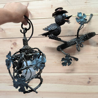 Handmade Raven Wall Lamp: Whimsical Bird Light