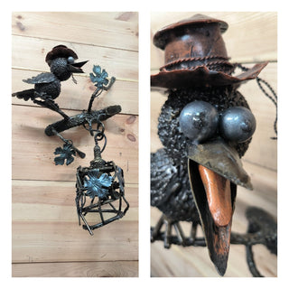 Handmade Raven Wall Lamp: Whimsical Bird Light