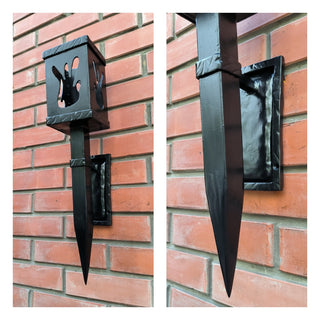 Hand Forged Black Steel Wall Sconce: Decorative Torch Light