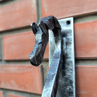 Hand Forged Horse Door Handle: Wrought Iron Barn Decor