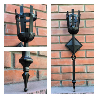 Handmade Forged Steel Wall Sconce: Medieval Torch Light