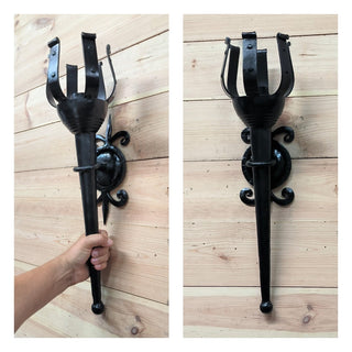 Handmade Forged Steel Wall Sconce: Medieval Torch Light