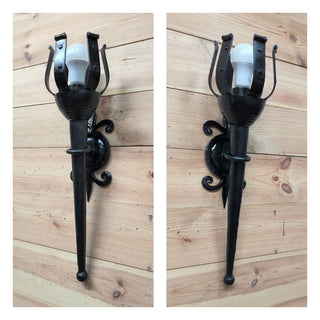 Handmade Forged Steel Wall Sconce: Medieval Torch Light