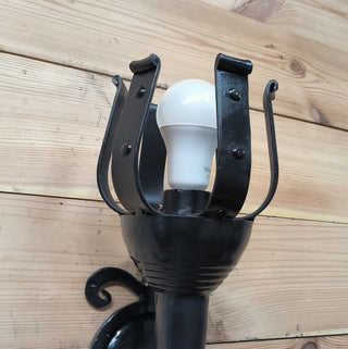 Handmade Forged Steel Wall Sconce: Medieval Torch Light