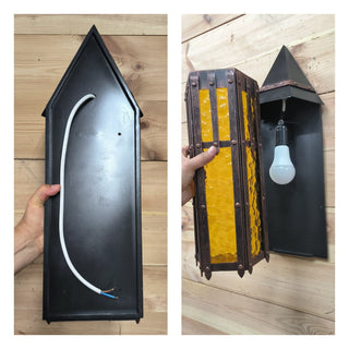 Wrought Iron Wall Sconce: Handmade Metal Lantern Night Light