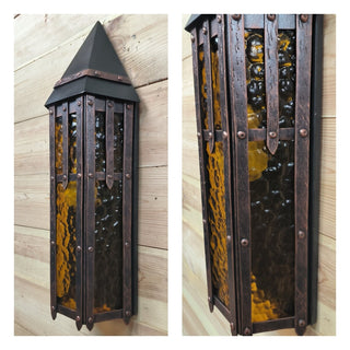 Wrought Iron Wall Sconce: Handmade Metal Lantern Night Light