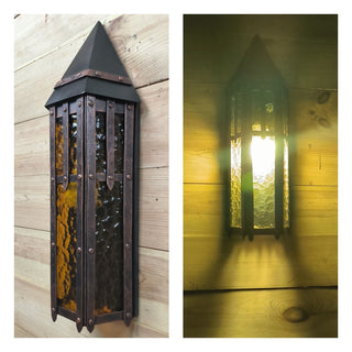 Wrought Iron Wall Sconce: Handmade Metal Lantern Night Light