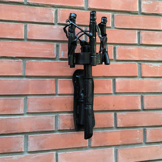 Handmade Forged Steel Wall Sconce: Black Bamboo Medieval Torch Light