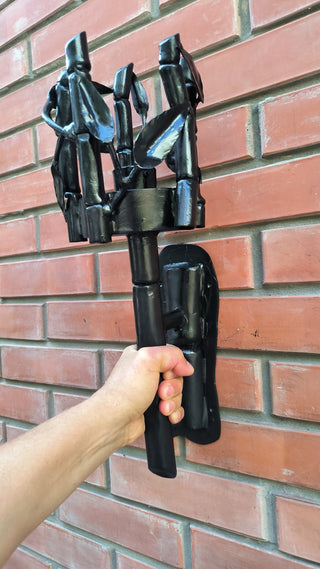 Handmade Forged Steel Wall Sconce: Black Bamboo Medieval Torch Light