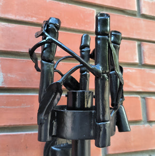 Handmade Forged Steel Wall Sconce: Black Bamboo Medieval Torch Light