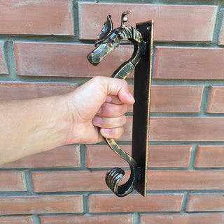 Handmade Metal Moose Door Handle: Rustic Barn Door Pull