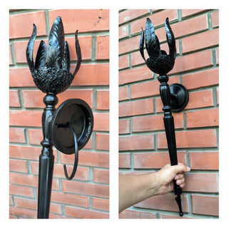 Handmade Forged Steel Wall Sconce: Medieval Torch Light