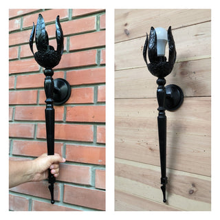 Handmade Forged Steel Wall Sconce: Medieval Torch Light