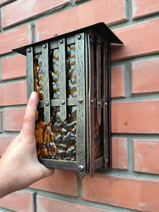 Wrought Iron Outdoor Sconce: Minimalist Metal Light Fixture