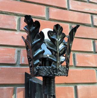 Hand Forged Oak Leaf Metal Wall Sconce - Black Iron Lighting