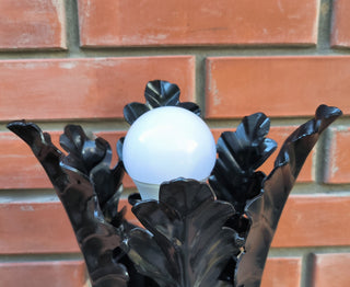 Hand Forged Oak Leaf Metal Wall Sconce - Black Iron Lighting