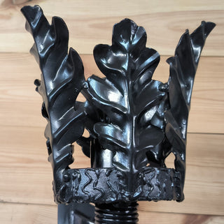 Hand Forged Oak Leaf Metal Wall Sconce - Black Iron Lighting