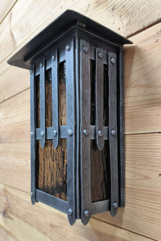 Handmade Wrought Iron Outdoor Sconce: Minimalist Metal Light