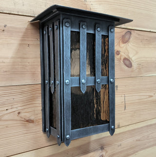 Handmade Wrought Iron Outdoor Sconce: Minimalist Metal Light