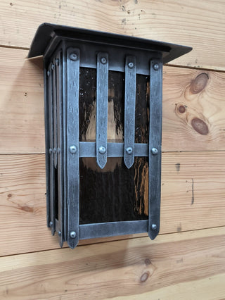 Handmade Wrought Iron Outdoor Sconce: Minimalist Metal Light