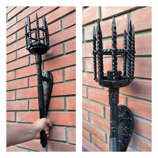 Hand Forged Black Metal Wall Sconce - Large Wrought Iron Lighting