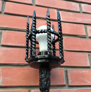 Hand Forged Black Metal Wall Sconce - Large Wrought Iron Lighting