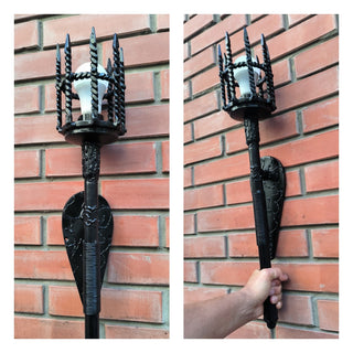 Hand Forged Black Metal Wall Sconce - Large Wrought Iron Lighting