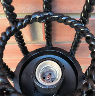 Hand Forged Black Metal Wall Sconce - Large Wrought Iron Lighting