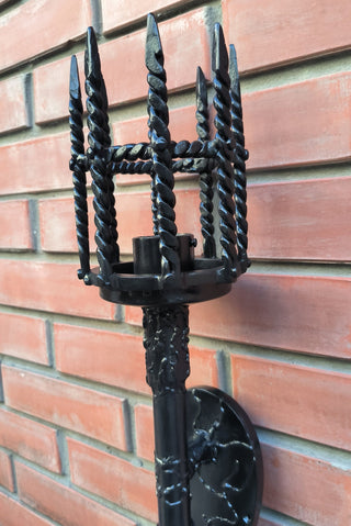 Hand Forged Black Metal Wall Sconce - Large Wrought Iron Lighting
