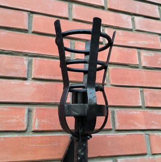Handmade Forged Steel Wall Sconce: Medieval Torch Light