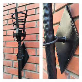 Handmade Forged Steel Wall Sconce: Medieval Torch Light