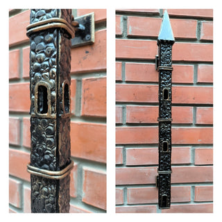 Forged iron door handle, Castle handle, Wrought iron handle, Hand forged handle, Metal handle, Barn door handle