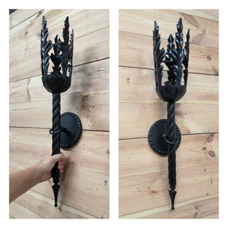 Hand Forged Black Metal Wall Sconce: Interior Lighting