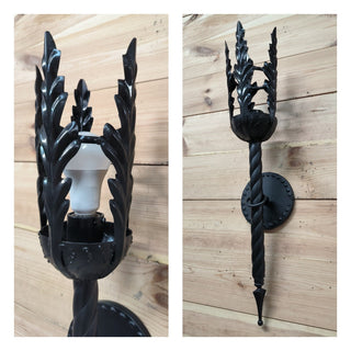 Hand Forged Black Metal Wall Sconce: Interior Lighting