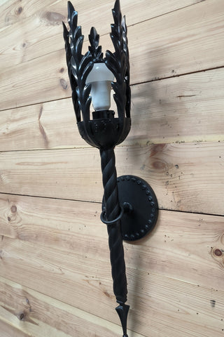 Hand Forged Black Metal Wall Sconce: Interior Lighting