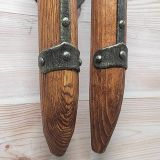 Wooden sconce lamp, Wall light, double torch, medieval light fixture, interior lighting